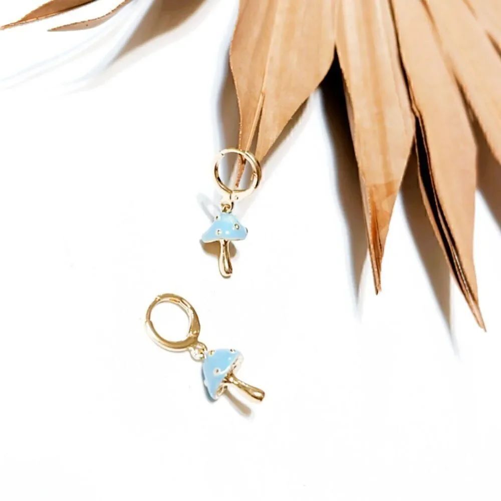 Mushroom hoop earrings #749